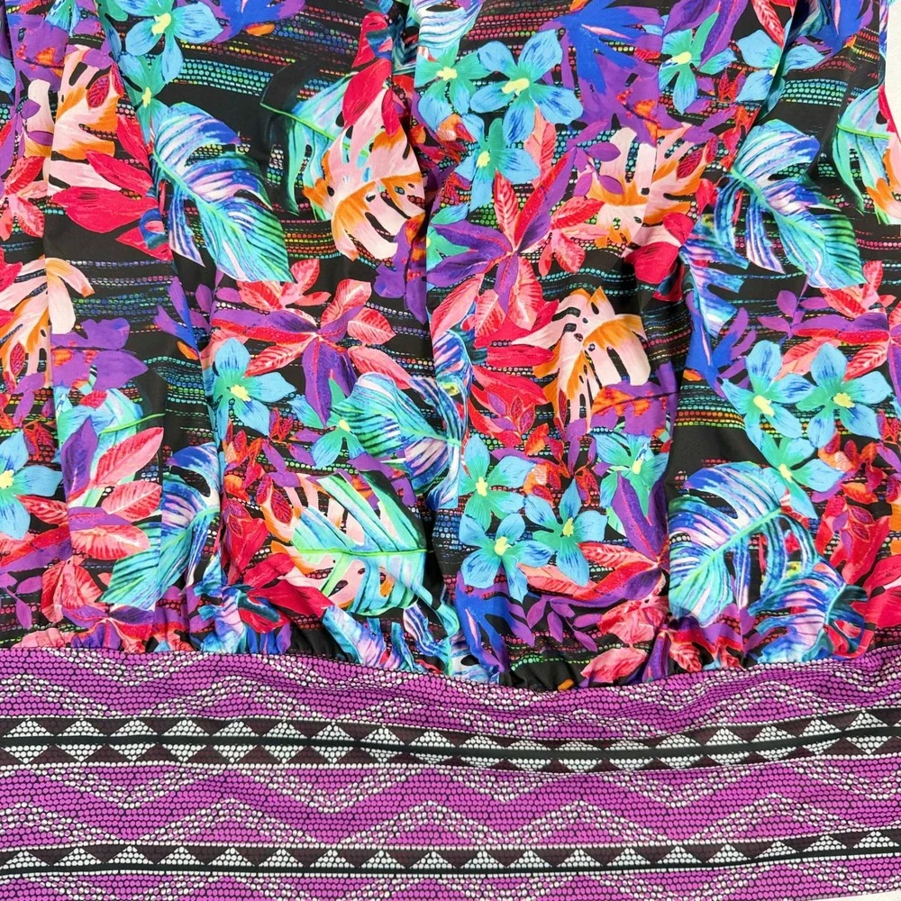 Swimsuits For All Women Floral Tropical Blouson Tankini Top 16 NWT‎
